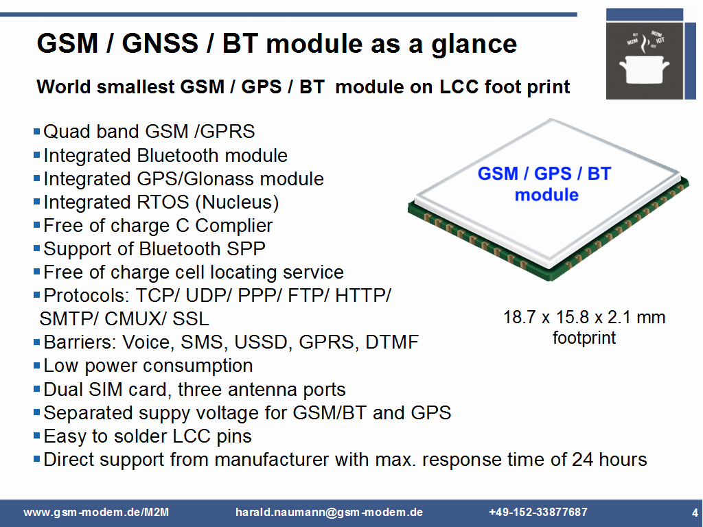 GSM GPS Bluetooth module as a glance
