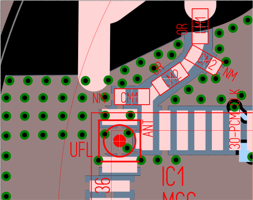 U.FL connector parallel to the radio module