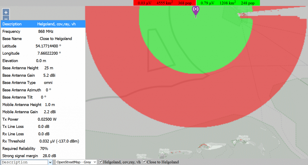 LPWAN simulation near the island Helgoland in the North Sea